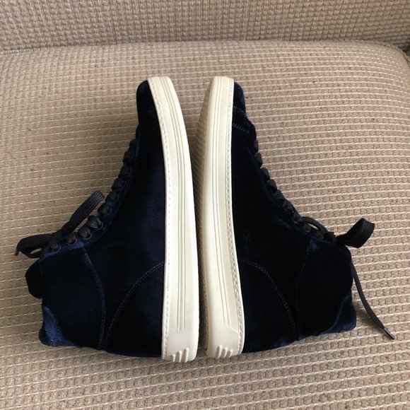 TOM FORD Russel Velvet Men\'s High-Top Navy Boots main image 4